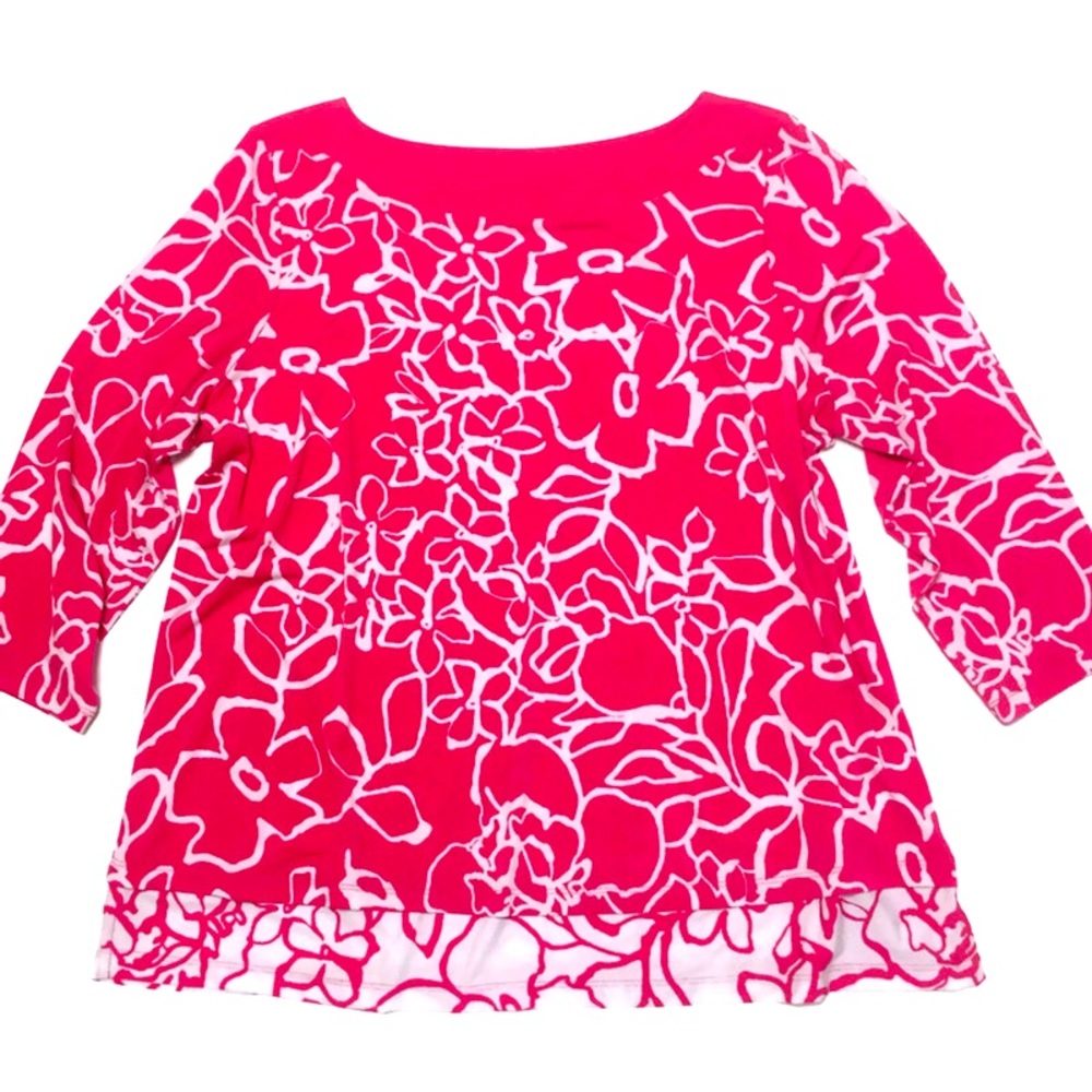 Hot pink floral faux layered women’s blouse